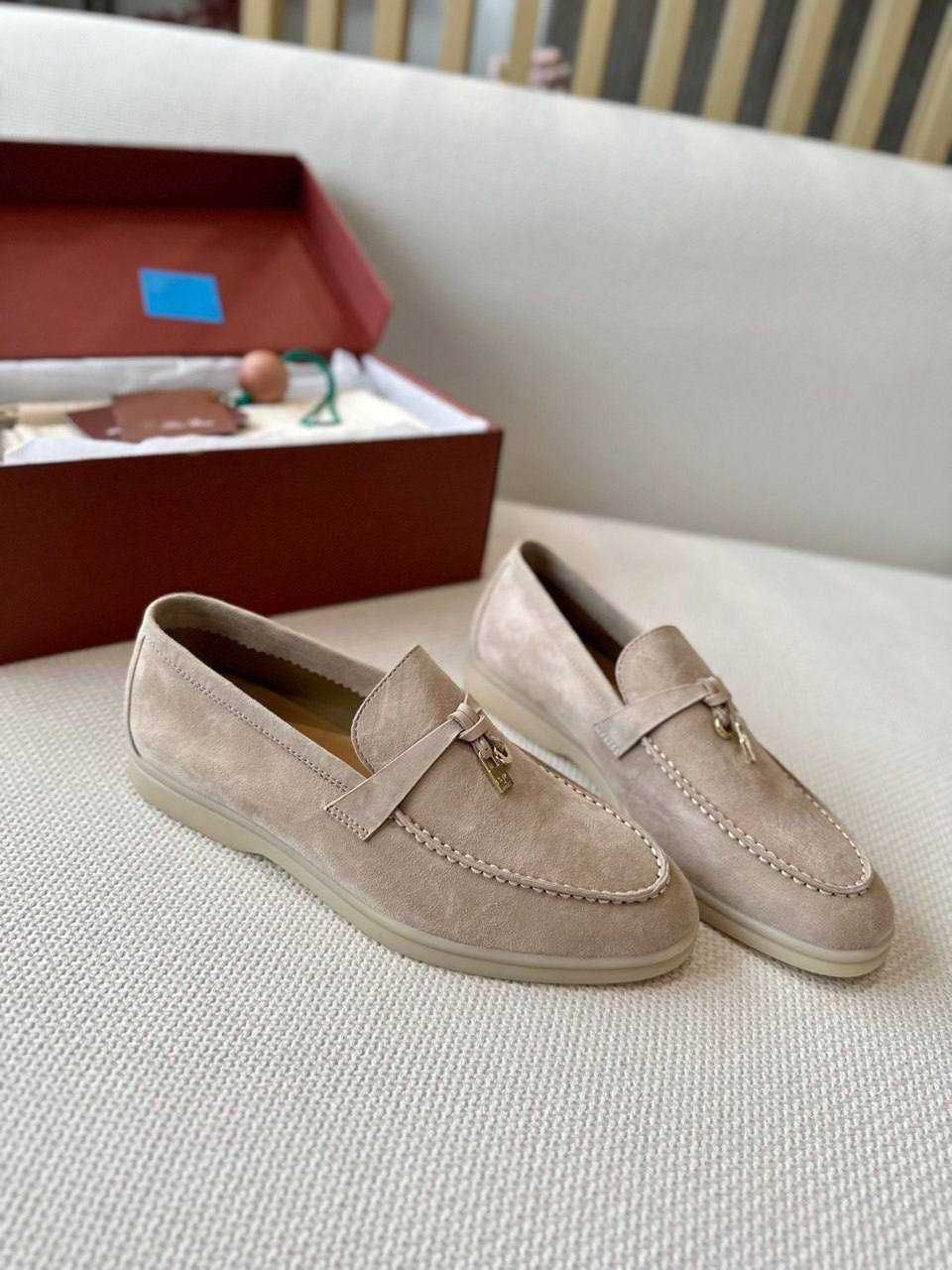 Женские бежевые лоферы Loro Piana Summer Walk лофери Лоро Пиана Пиано