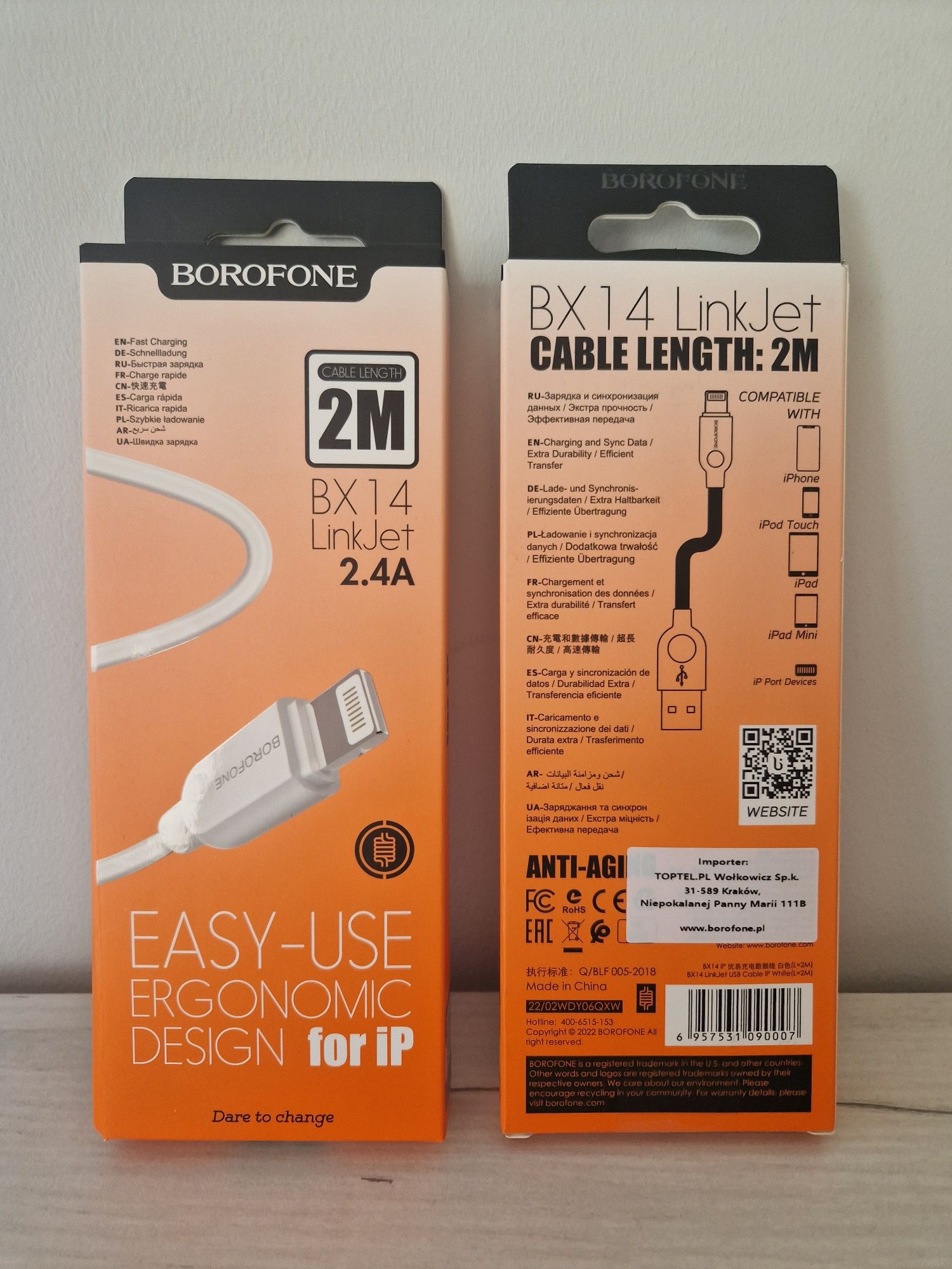 Kabel BX14 LinkJet - USB na Lightning - 2,4A 2 metry biały