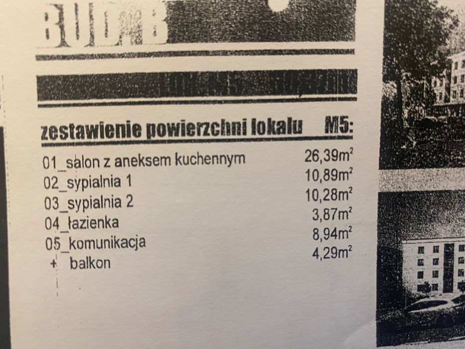 Mieszkanie 3-pokojowe 60m² z balkonem i komórką, Wyszków, Piłsudskiego