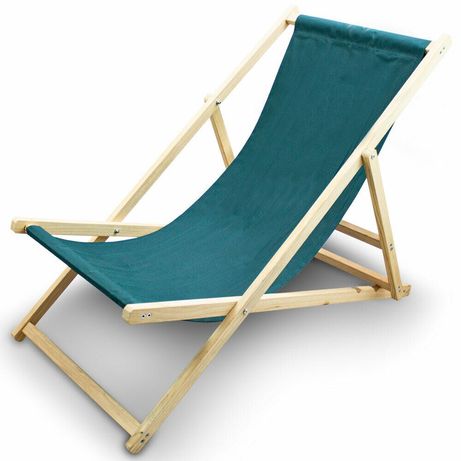 M17012 Leżak plażowy krzesło składane ogrodowe zielone drewniane