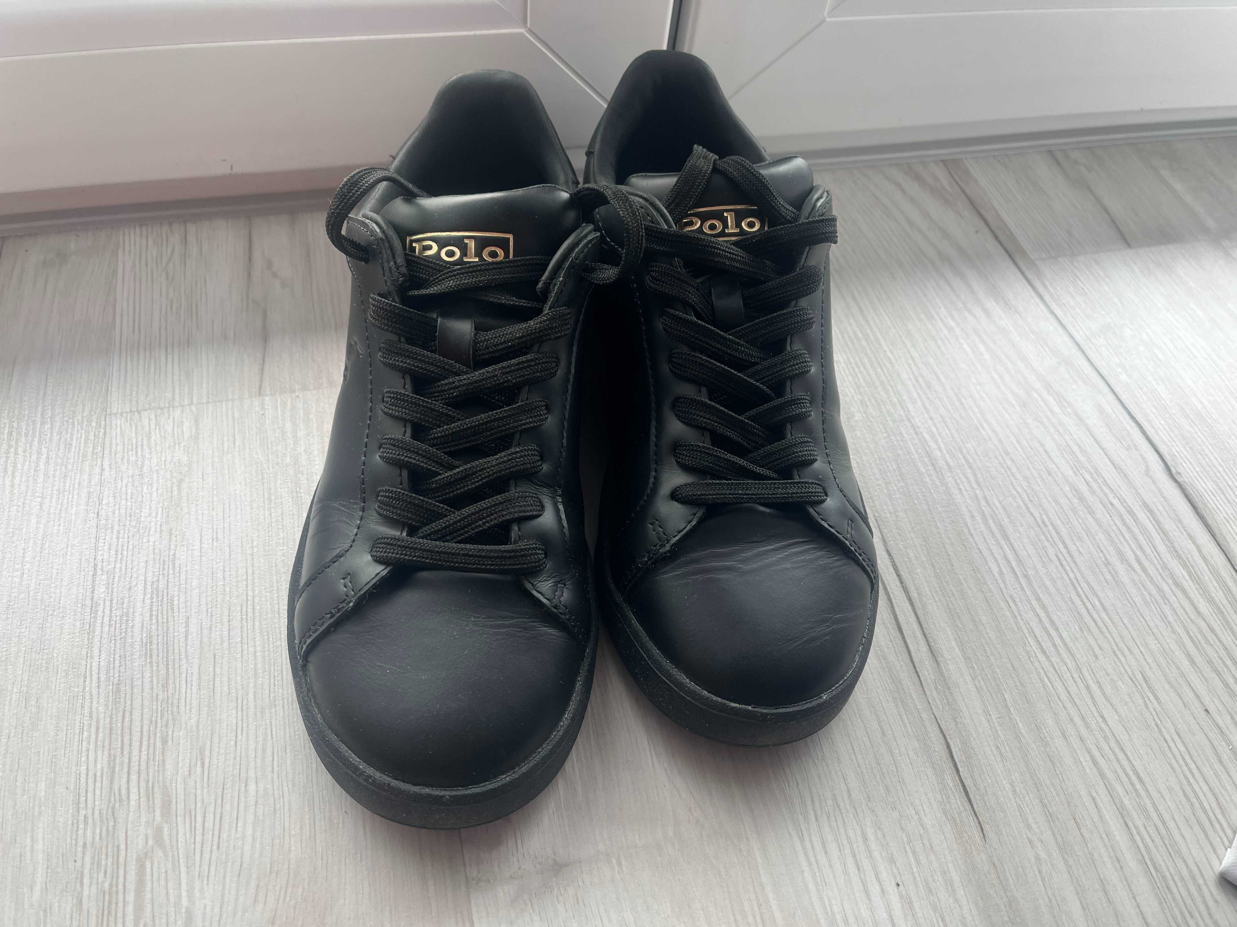 Czarne skórzane damskie sneakersy oryginalne Polo Ralph Lauren r.37