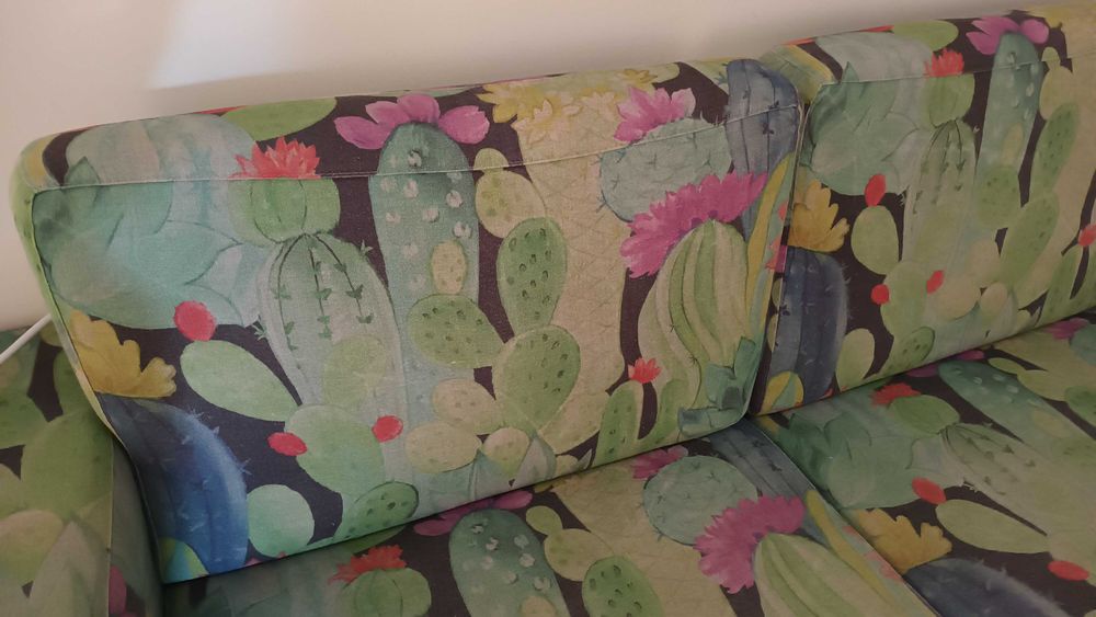 Sofa-cama com padrão catos
