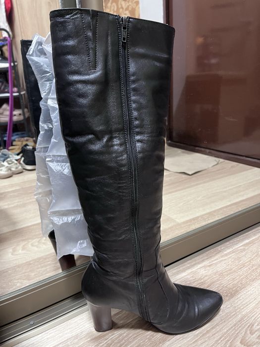 Зимові шкіряні чоботи на підборах, 37