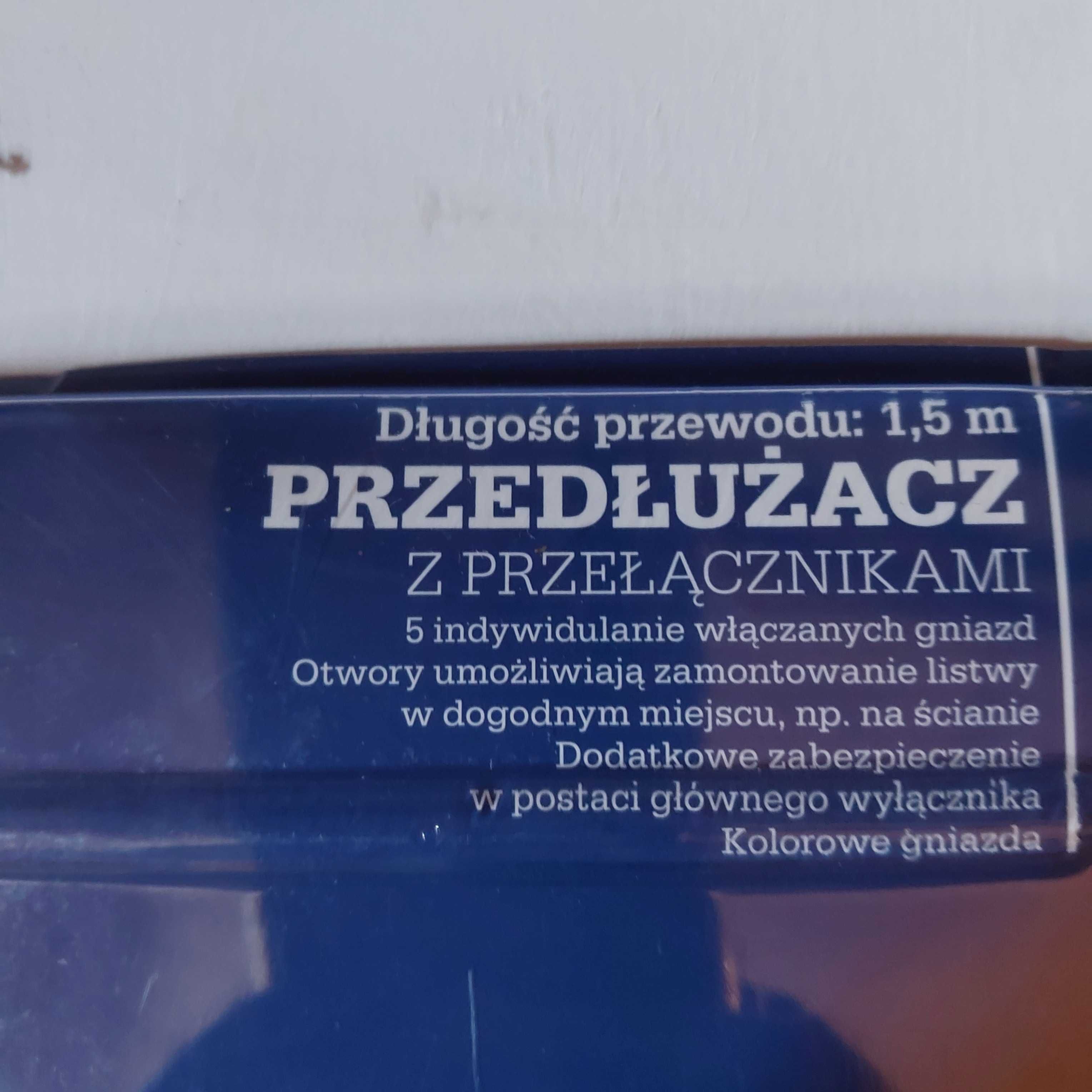 Przedłużacz listwa z indywidualnymi wyłącznikami 5 gniazd