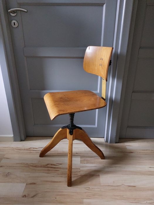 krzesło architekta Bombenstabil vintage biurowe obrotowe drewniane