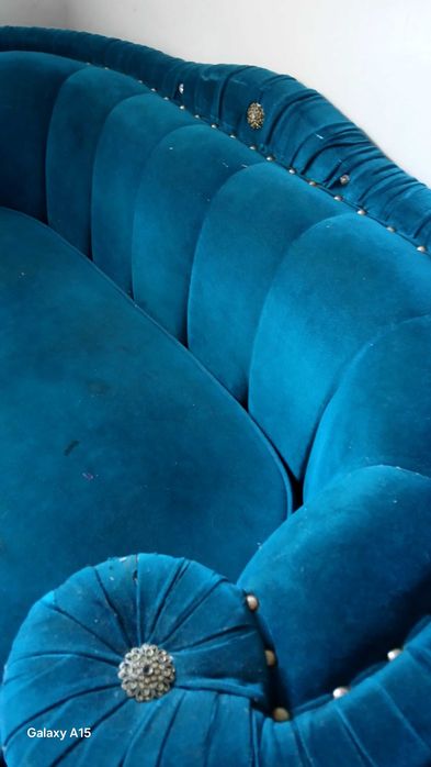 Sofa mais poltrona azul petróleo