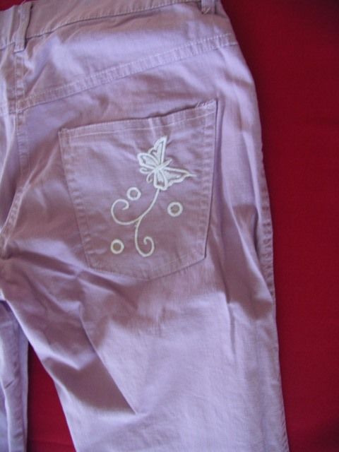 Rybaczki spodnie fioletowe motyle motylki cekiny cyrkonie 36 S 34 XS
