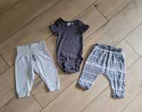 Zestaw niemowlęcy 62 0-3 H&M unisex szare spodnie body 3 szt