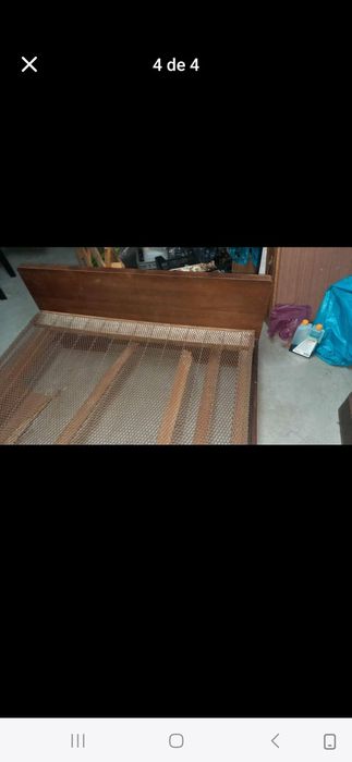 Cama antiga madeira maciça folha de nogueira