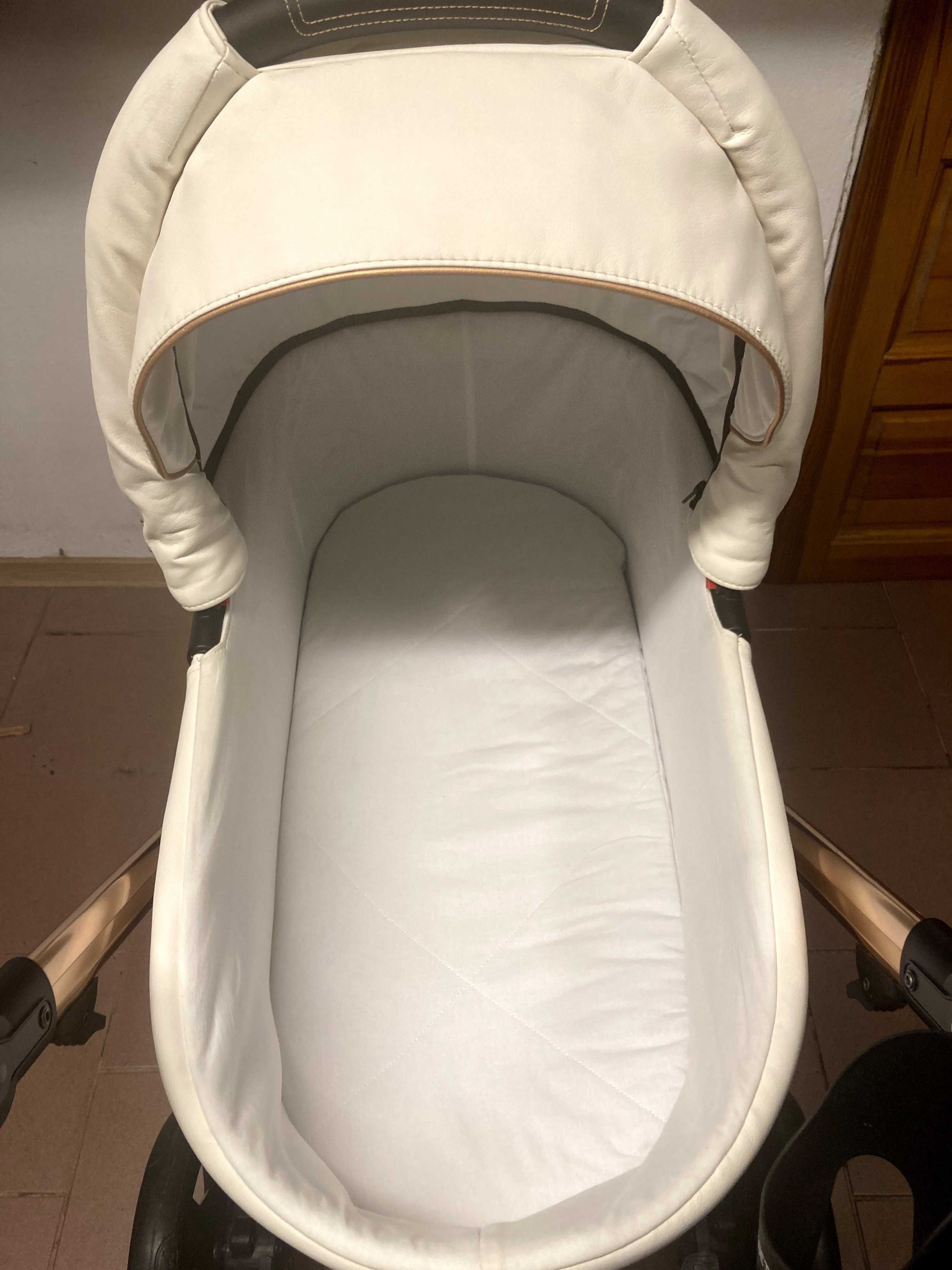 Wózek BEBETTO PASCAL PREMIUM 2w1 / 3w1 / 4w1 z Isofix Eko Skóra Biały