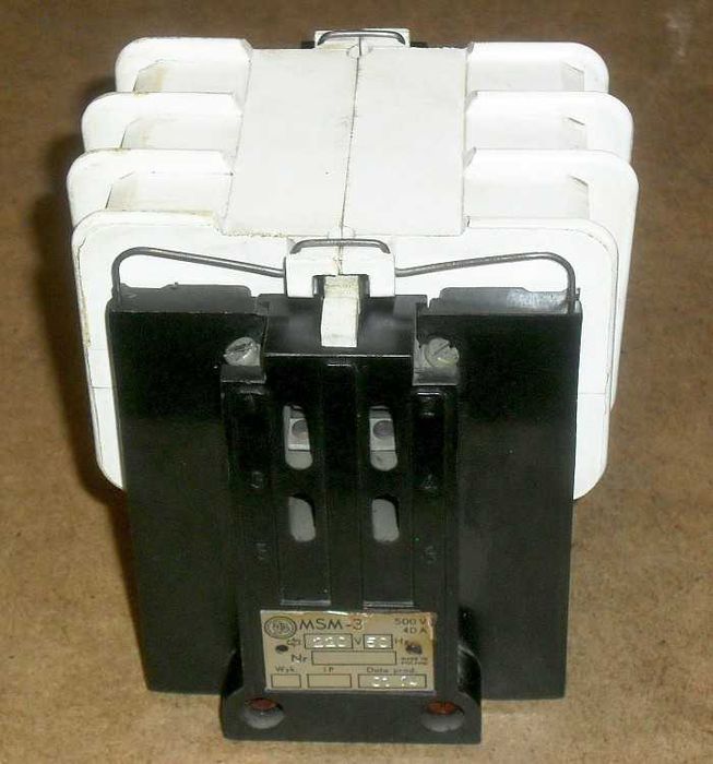 Stycznik MSM-3 firmy FAEL, 40 A, 500 V, z cewką na 220 VAC, PRL Retro