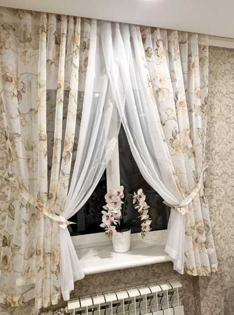 тюль арка на кухню короткі штори батист жаккард