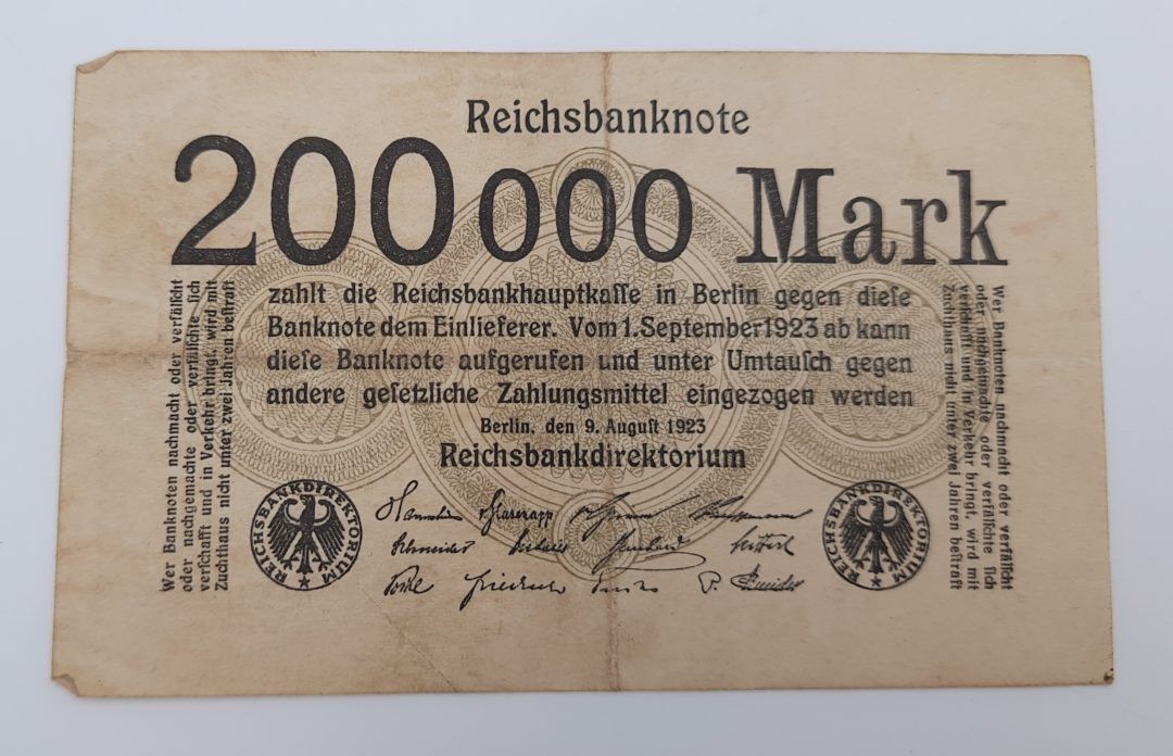 Stary Banknot kolekcjonerski Niemcy 200000 marek 1923