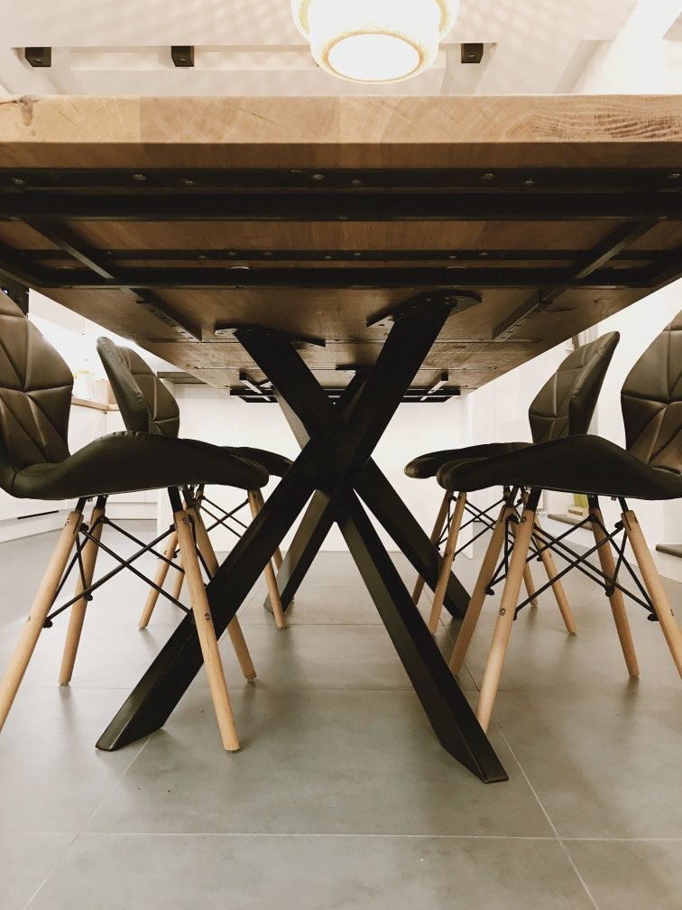 Sprzedam stół dębowy z dostawkami 240cm nogi metalowe loft  X pajak