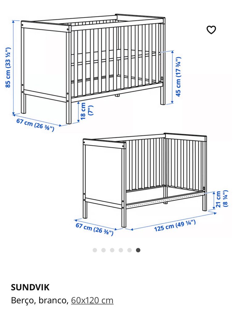 Berço para bebé ou criança modelo Sundvik