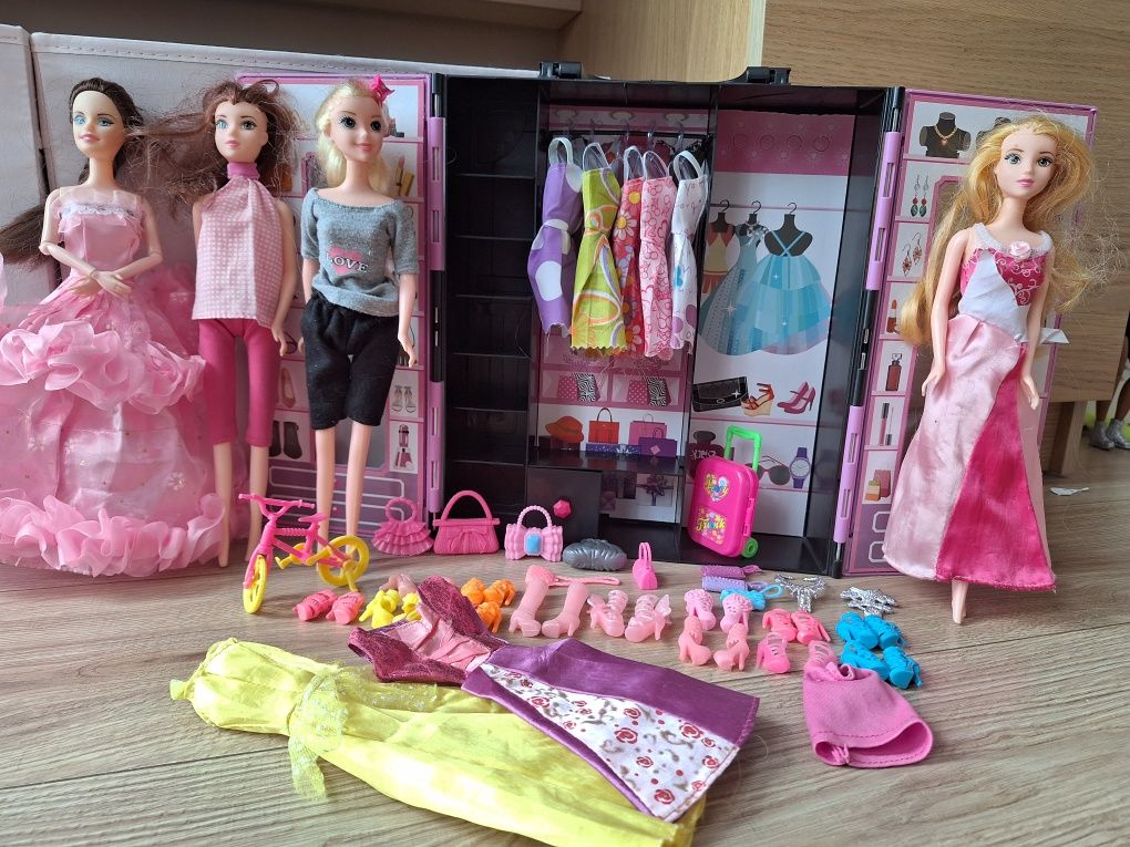 Zestaw Barbie, ubrania, szafa