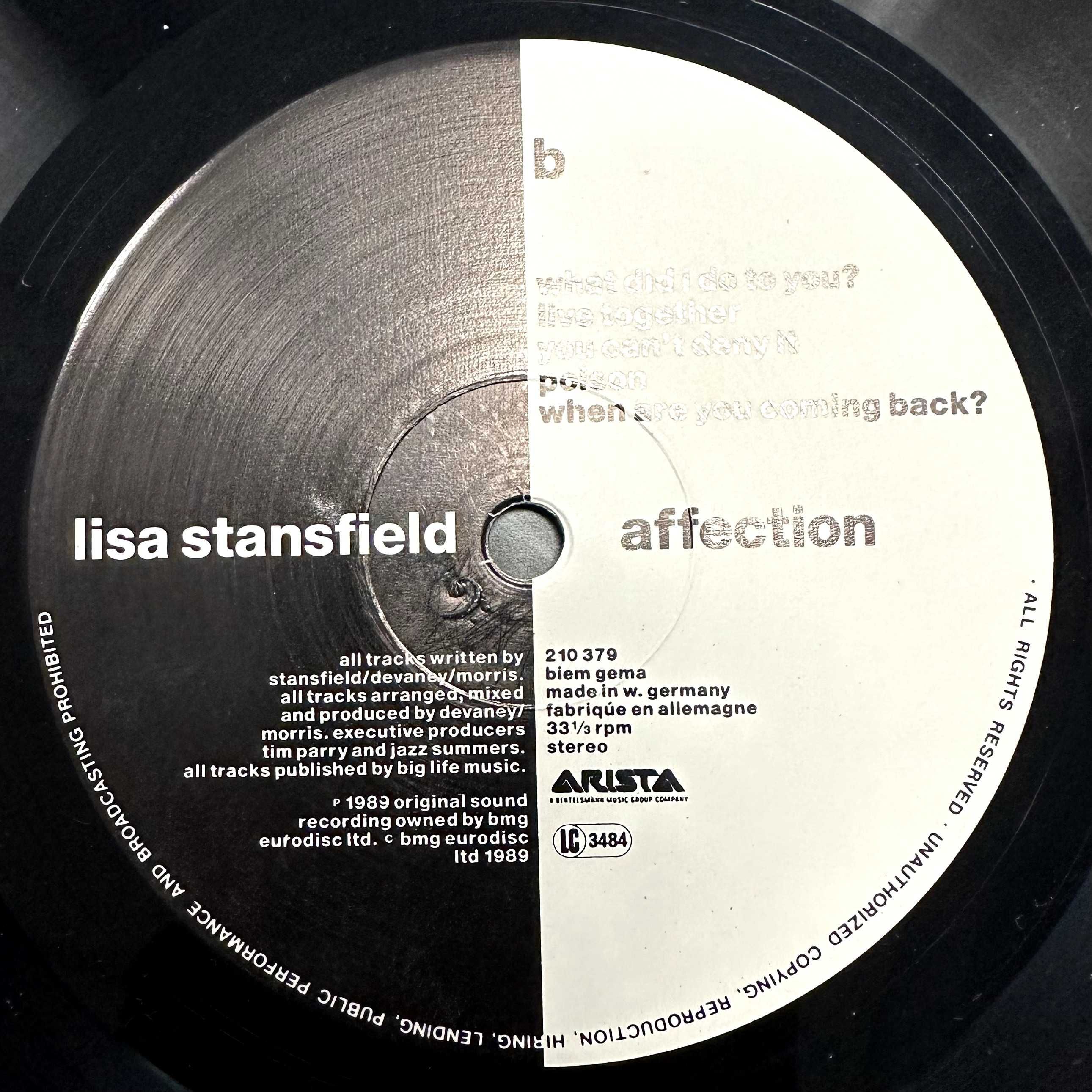 Lisa Stansfield - Affection (Vinyl, 1989, Europe)