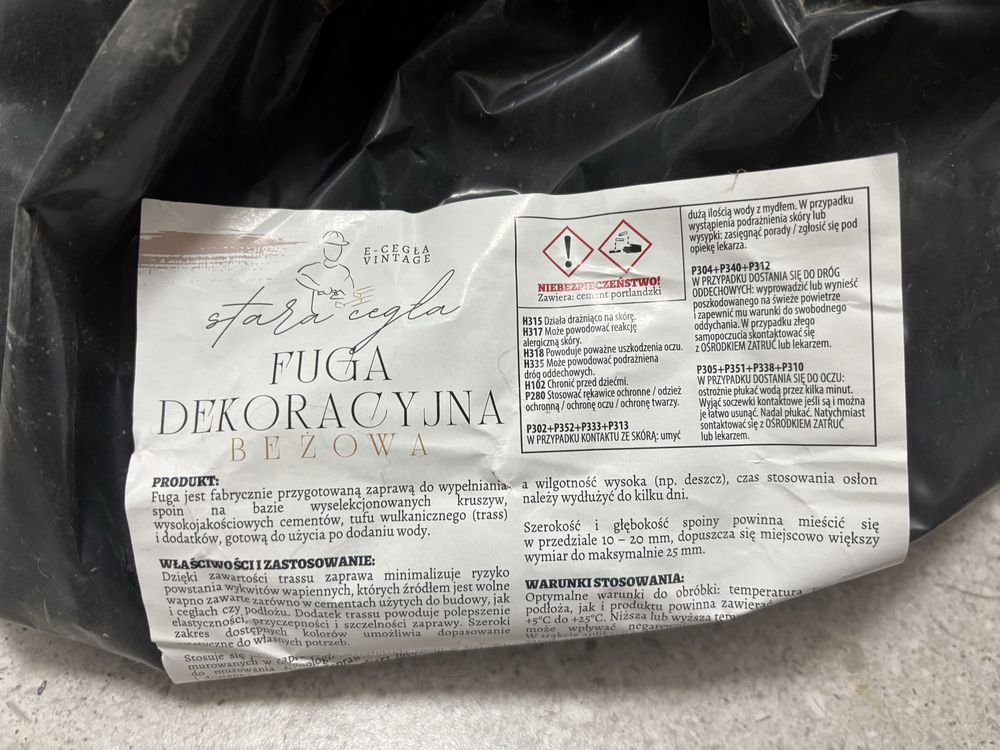 Cegła rozbiórkowa z fuga klejem i impregnatem