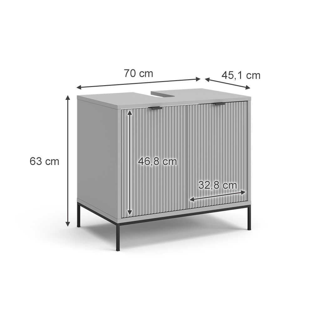 Szafka pod umywalkę SZARA lamele metalowe nogi MEBLE OUTLET
