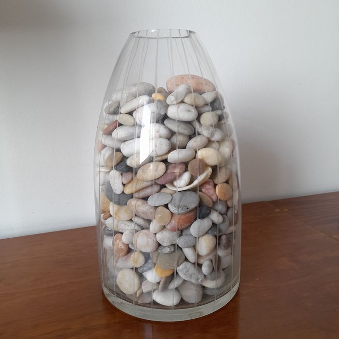 Jarra vidro pedras decorativas