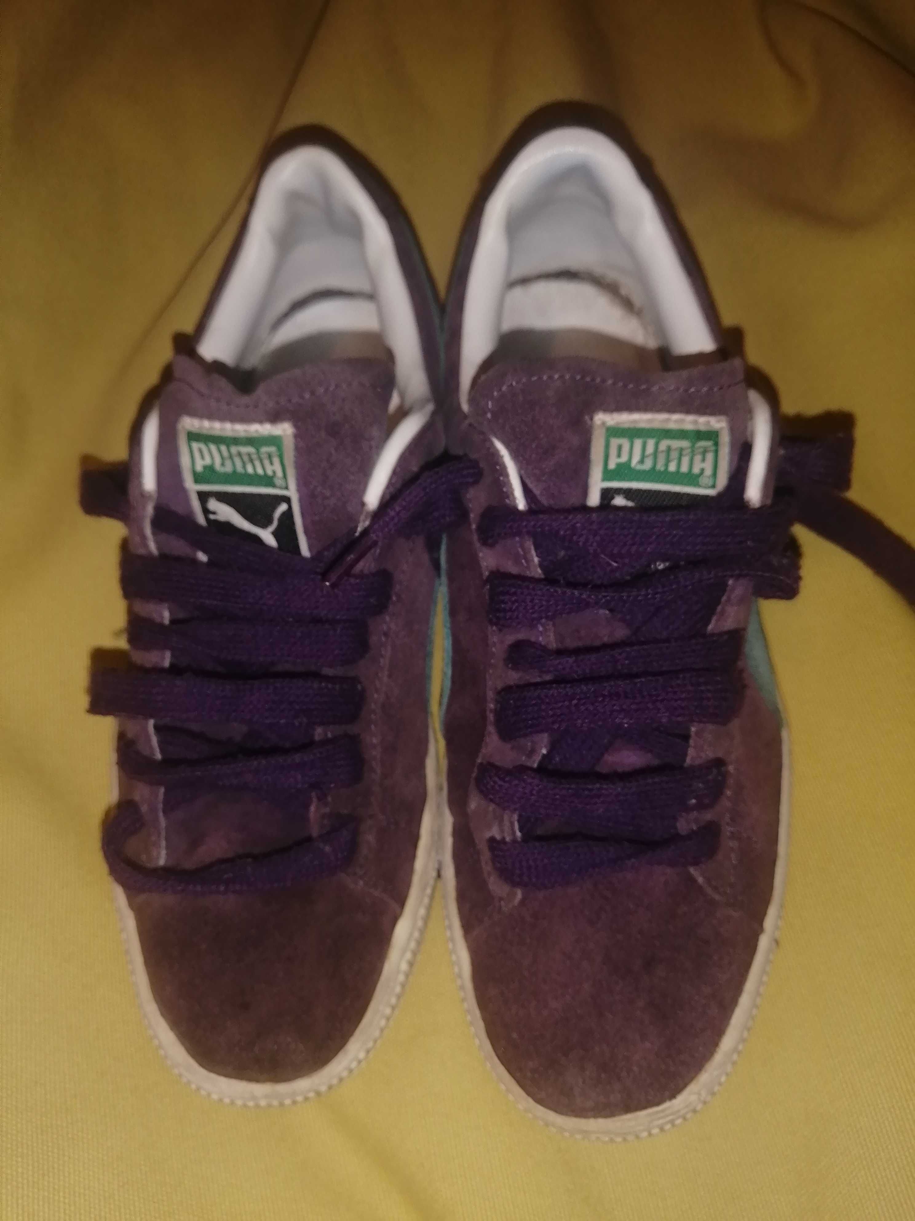 Ténis Puma Vintage - camurça roxo e verde - 37