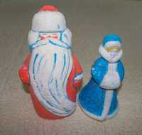 Винтажные советские новогодние игрушки Дед Мороз Снегурочка