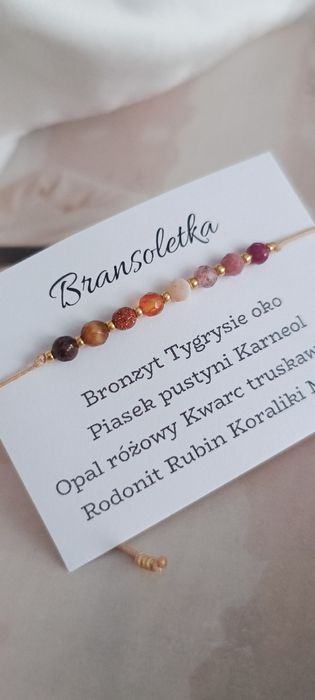 Bransoletka kamienie naturalne karneol piasek pustyni rodonit