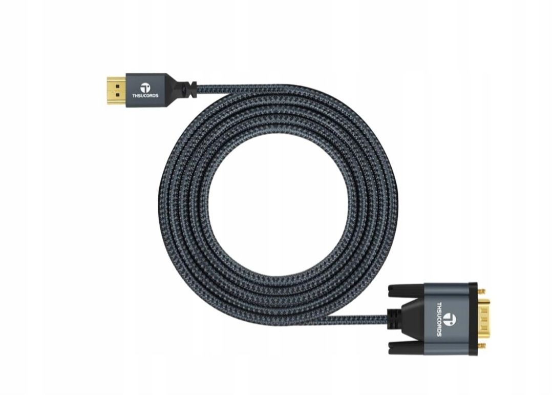 Pleciony i pozłacany kabel HDMI do VGA Thsucords 1M (męski na męski)