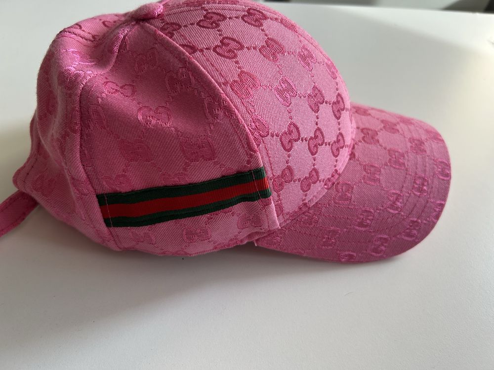 Rozowa czapka z daszkiem Gucci rozmiar uni