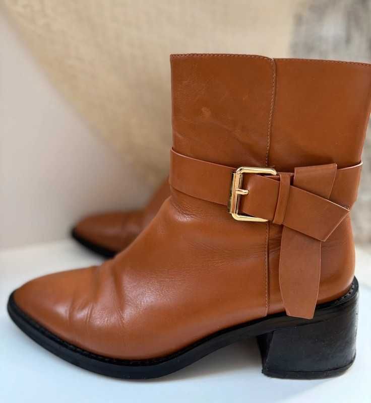 EVA LONGORIA designerskie kowbojki botki sztyblety 38 skórzane [699zł]