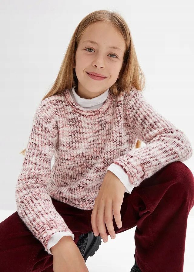 B.P.C sweter dziewczęcy ciepły wzór melanżu r.140/146