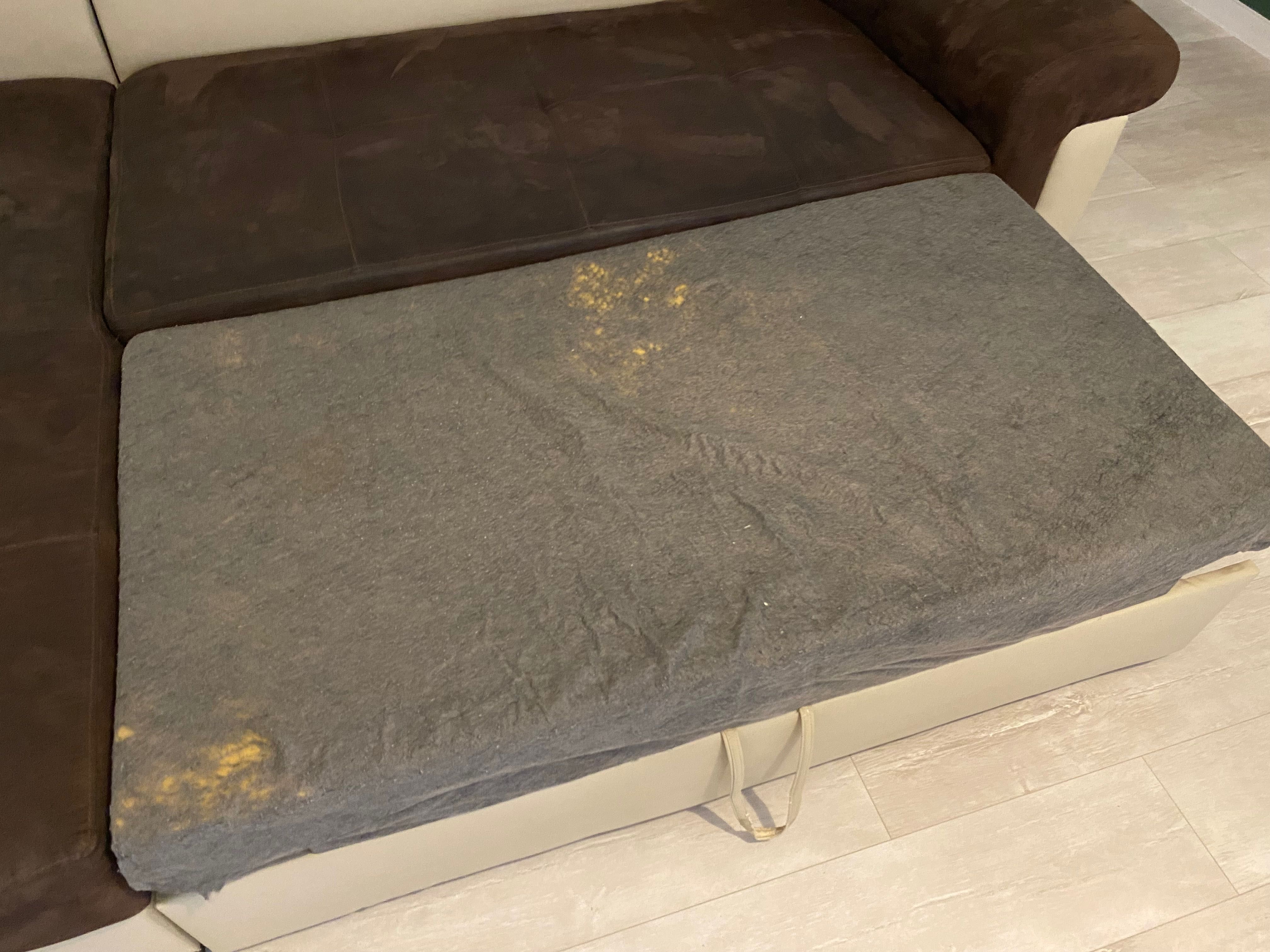 Łóżko sofa rozkładana kanapa eco skóra brązowa kremowa