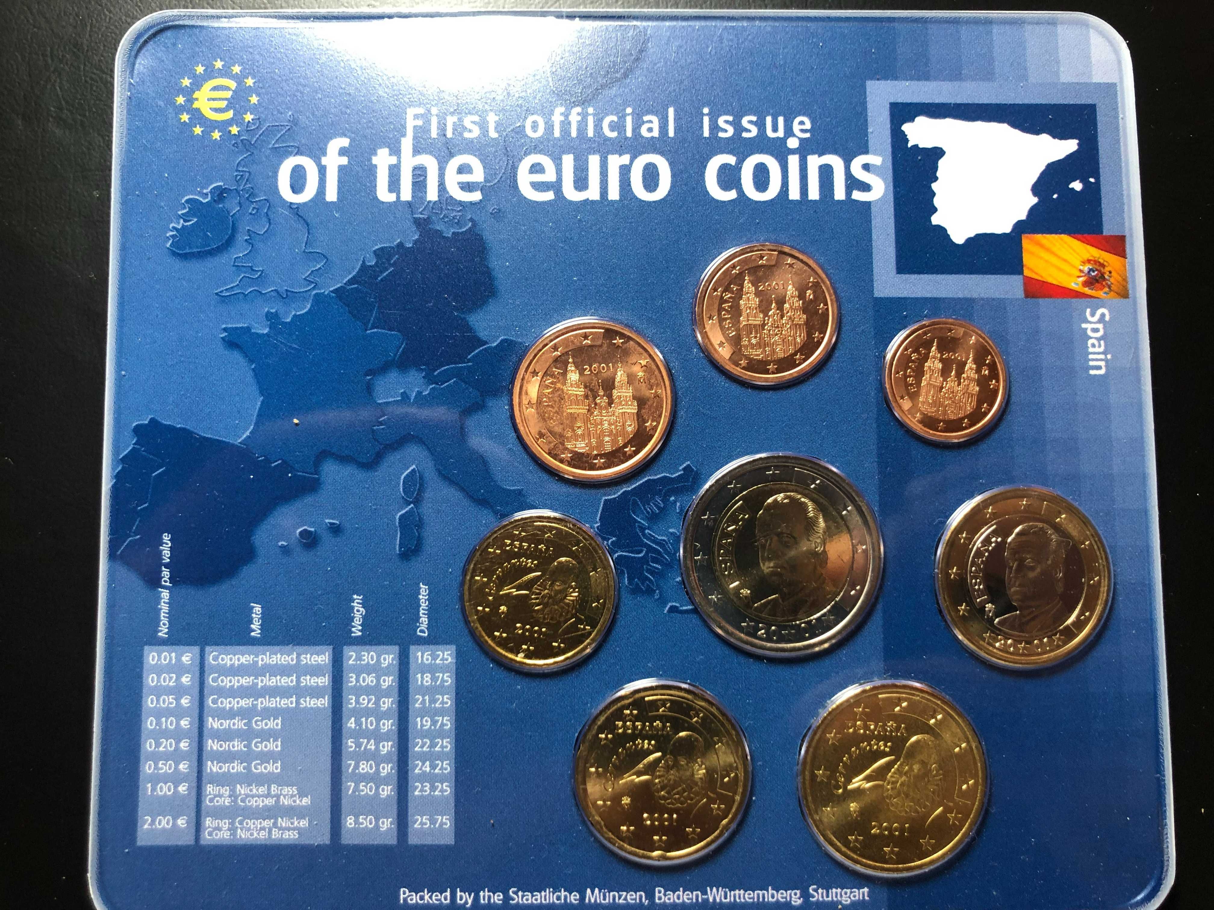Set Anual Euros Espanha 2001 UNC com Blister