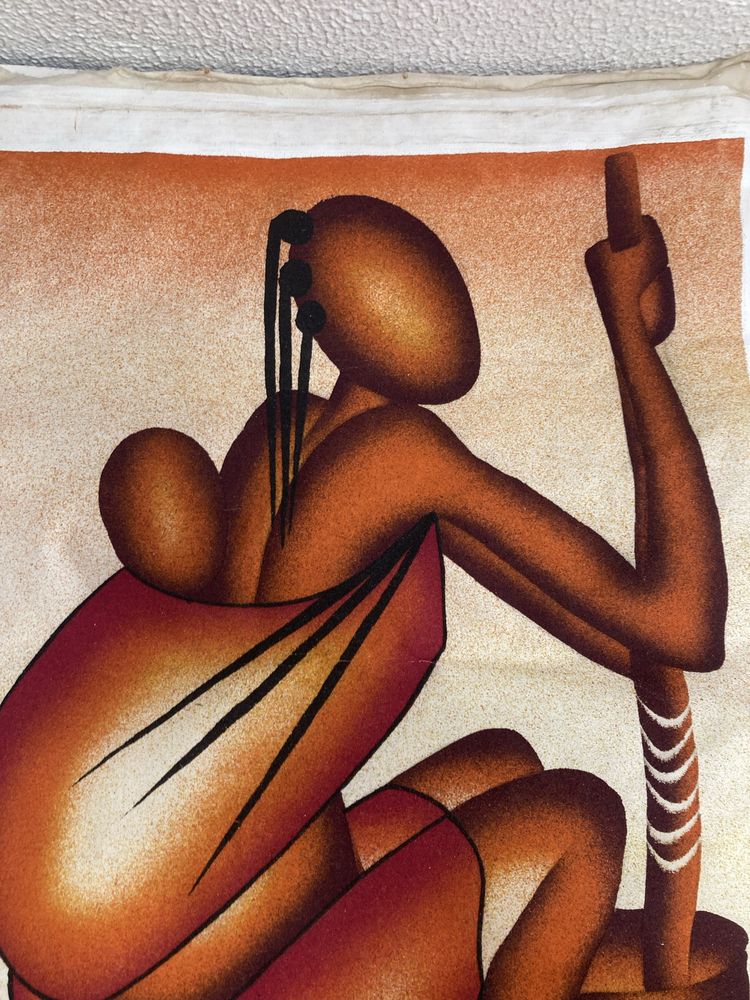 Tela com senhora Africana 80cm Alt X 53cm Larg
