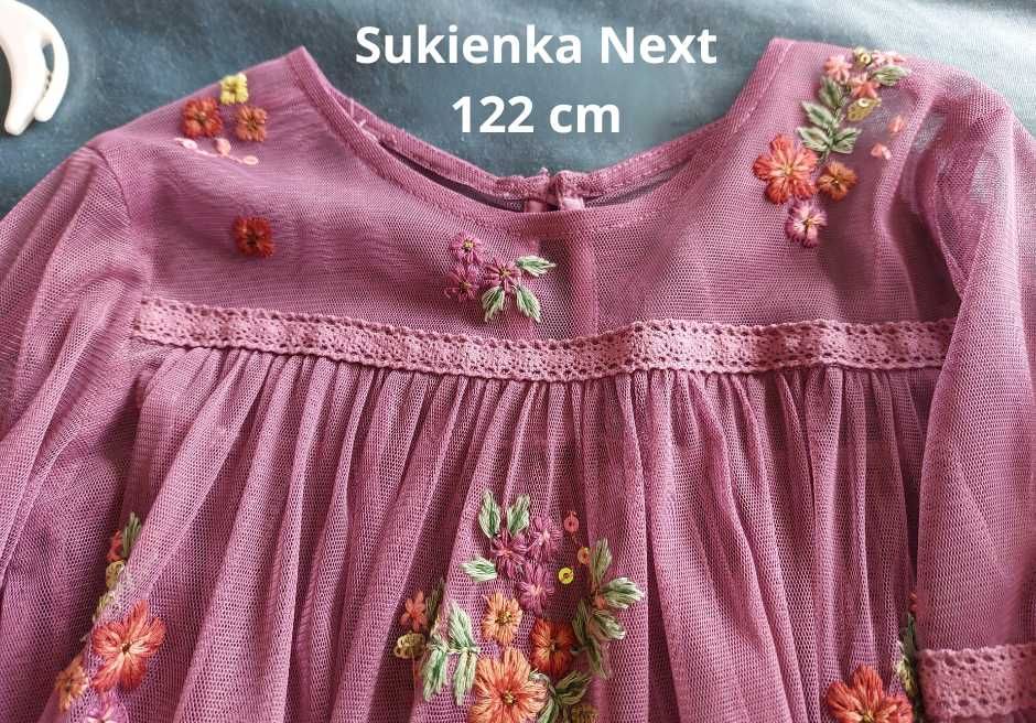 Sukienka Next 122 cm - komunia, wesele, chrzciny, sesja, boho, hafty