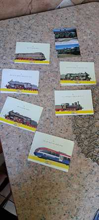 Zestaw 7 pocztówek pociągi BRAWA