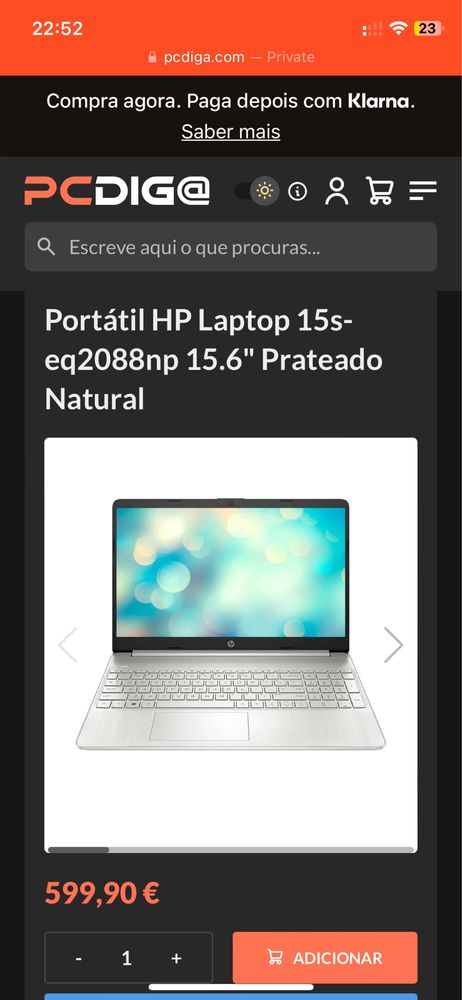 portátil HP 15s-eq2088np NOVO COM FATURA E GARANTIA