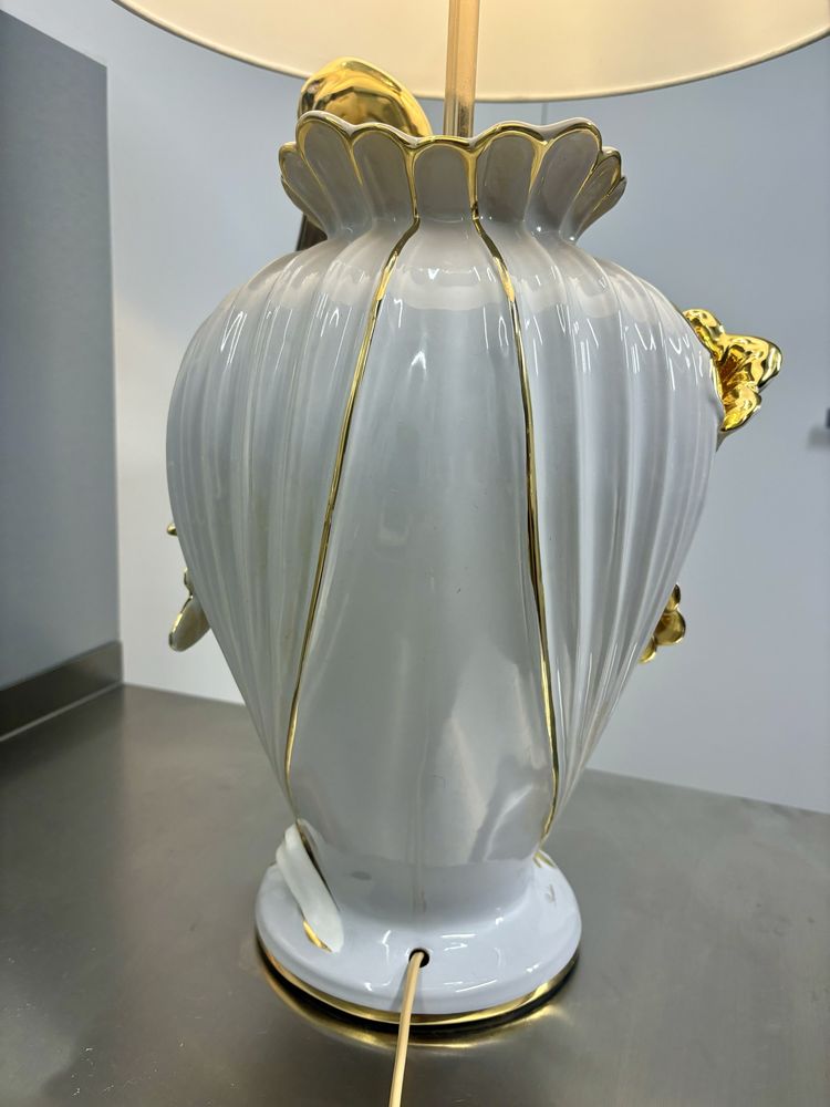 Niesamowita Lampa Paridom Wielka Porcelanowa Rzeźba Czaple złocona 24k