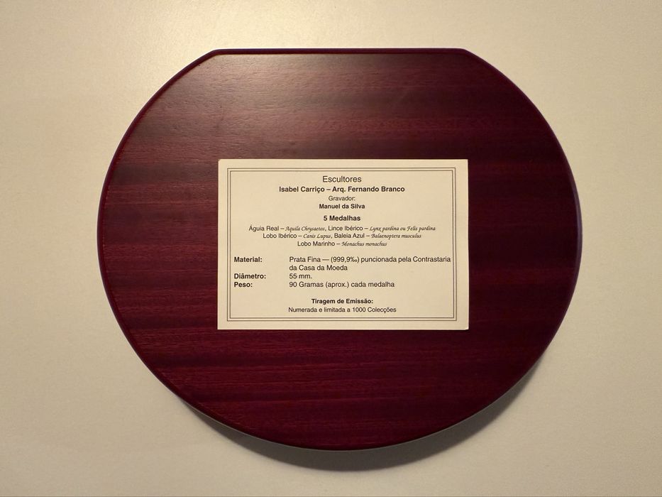 Coleção de Medalhas em prata fina (999,9) limitadas