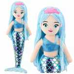 Syrenka pluszowa ogon z cekinami niebieska 48cm. Leantoys