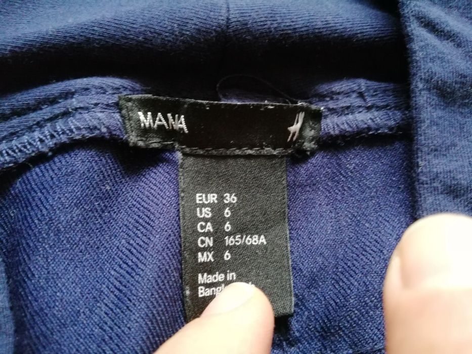 36 S H&M MAMA dzinsy ciażowe rurki ze strechem, granat świetne wygodne