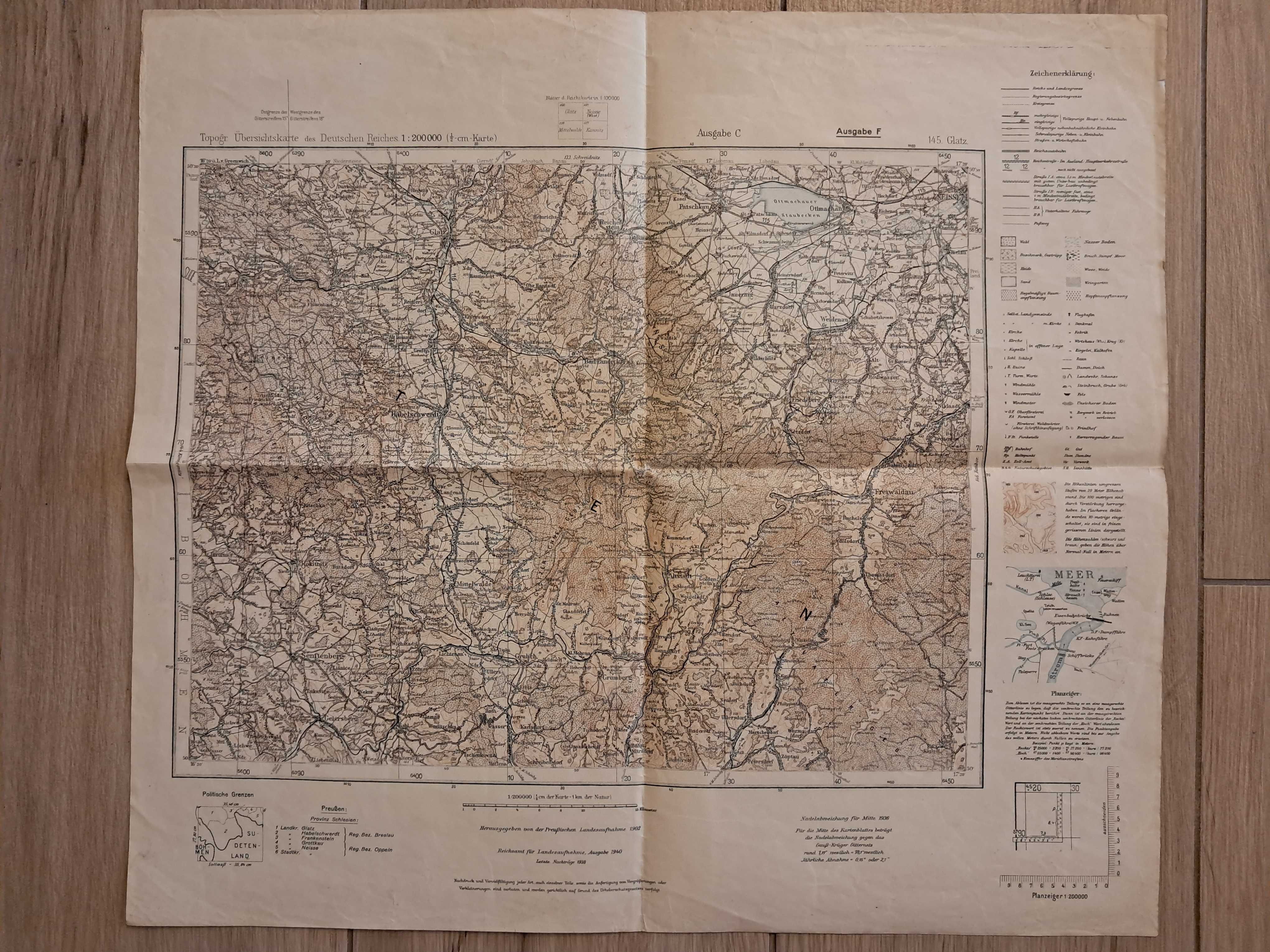 Stara Mapa - 1940r - Provinz Schliesen - 1 : 200.000