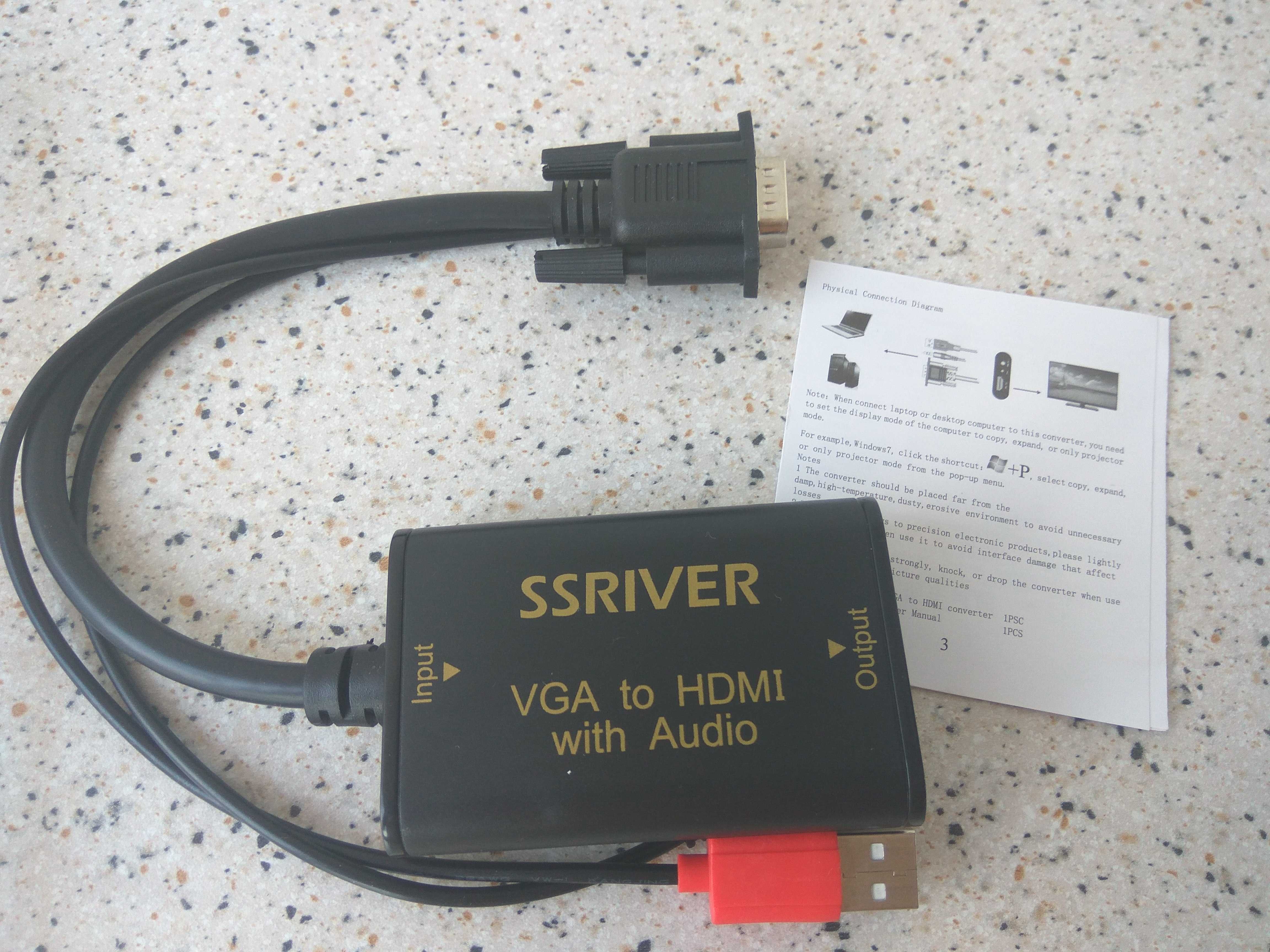 Переходник VGA to HDM со звуком Перехідник конвертор