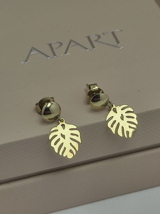 Kolczyki Apart złoto 333 listek monstery