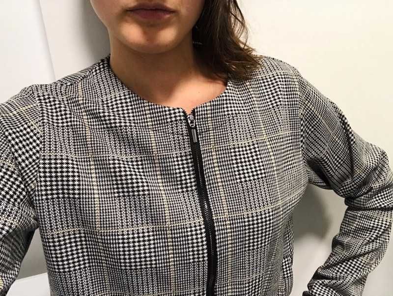Marynarka w kratę/we wzory w stylu sportowym, żakiet damski