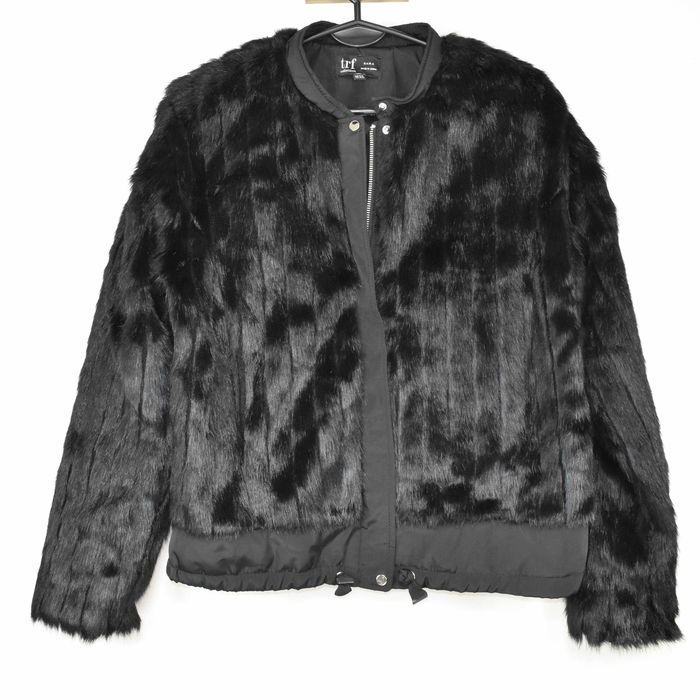 Zara czarna kurtka futro S M