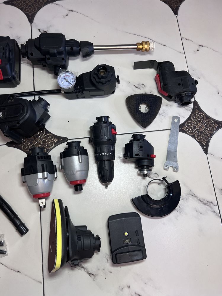 Набір makita grand 21 в 1 шуруповерт + компресор + болгарка + пила USB