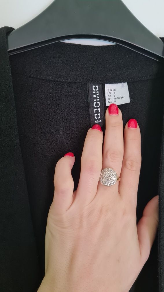 Długi kardigan narzutka czarna H&M M