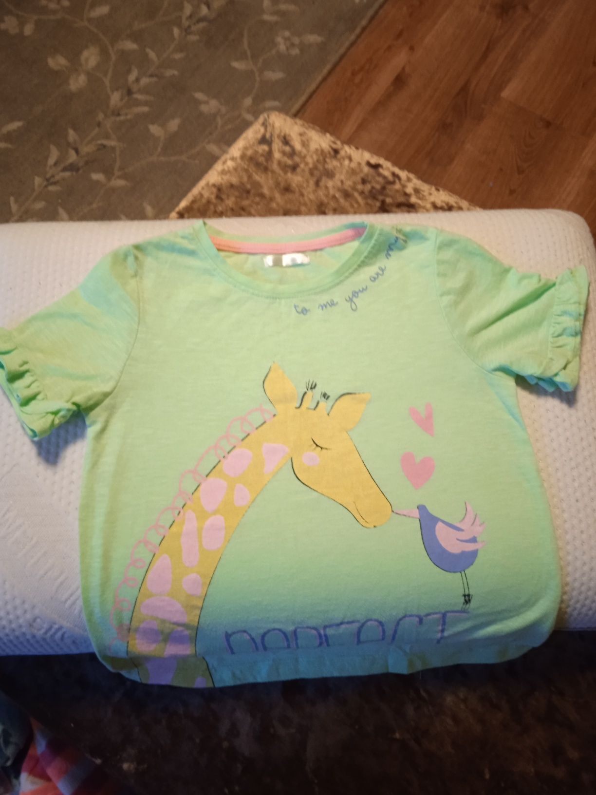 Zielona bluzeczka z żyrafą na dziewczynkę