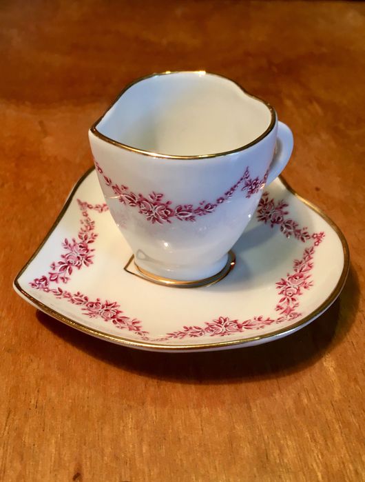 D’ARTVAL - chávena de café antiga com forma de coração - 10x5 cm/s